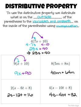 distributive property box method|distributive property guided notes.